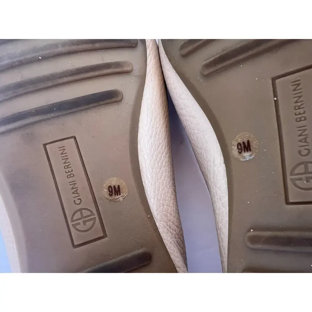 Giani Bernini Dailyn Beige Leather‎ Slip On Casual Comfort Loafer Shoes Sz 9M